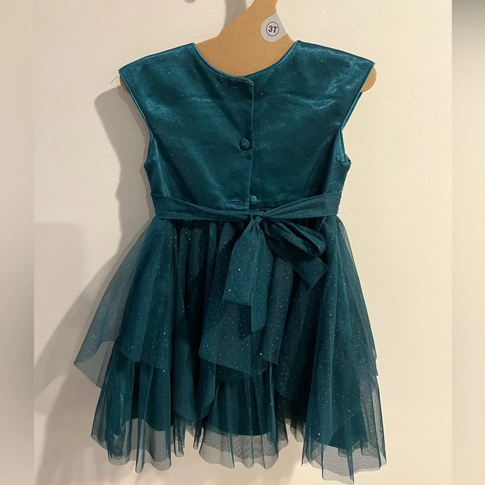 Jona Michelle emerald green 3T holiday sleeveless dress - Picture 5 of 8